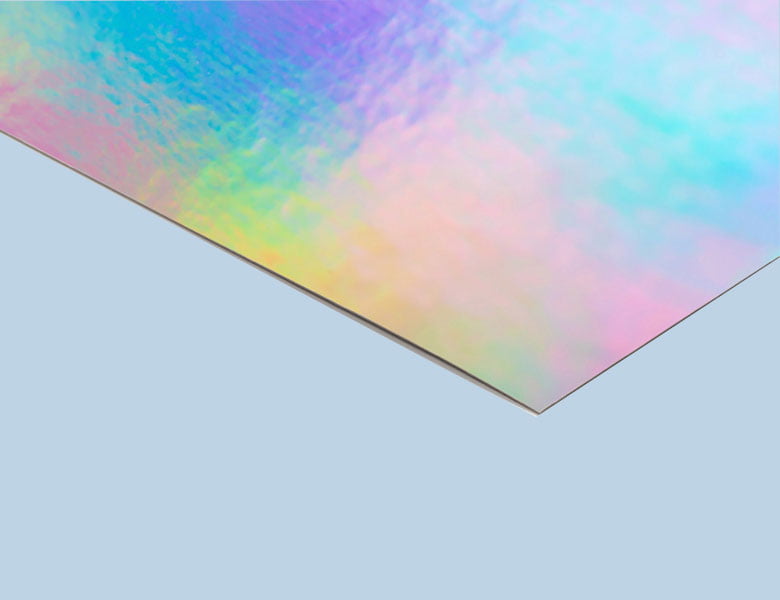 Holographic specialty paper sample for custom rigid boxes