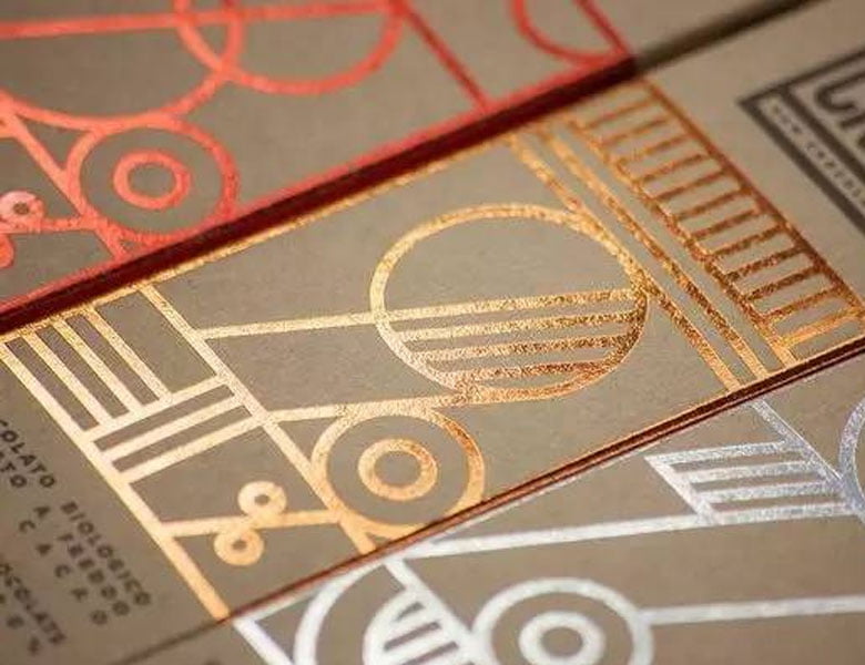 Gold hot foil stamping sample on custom packaging